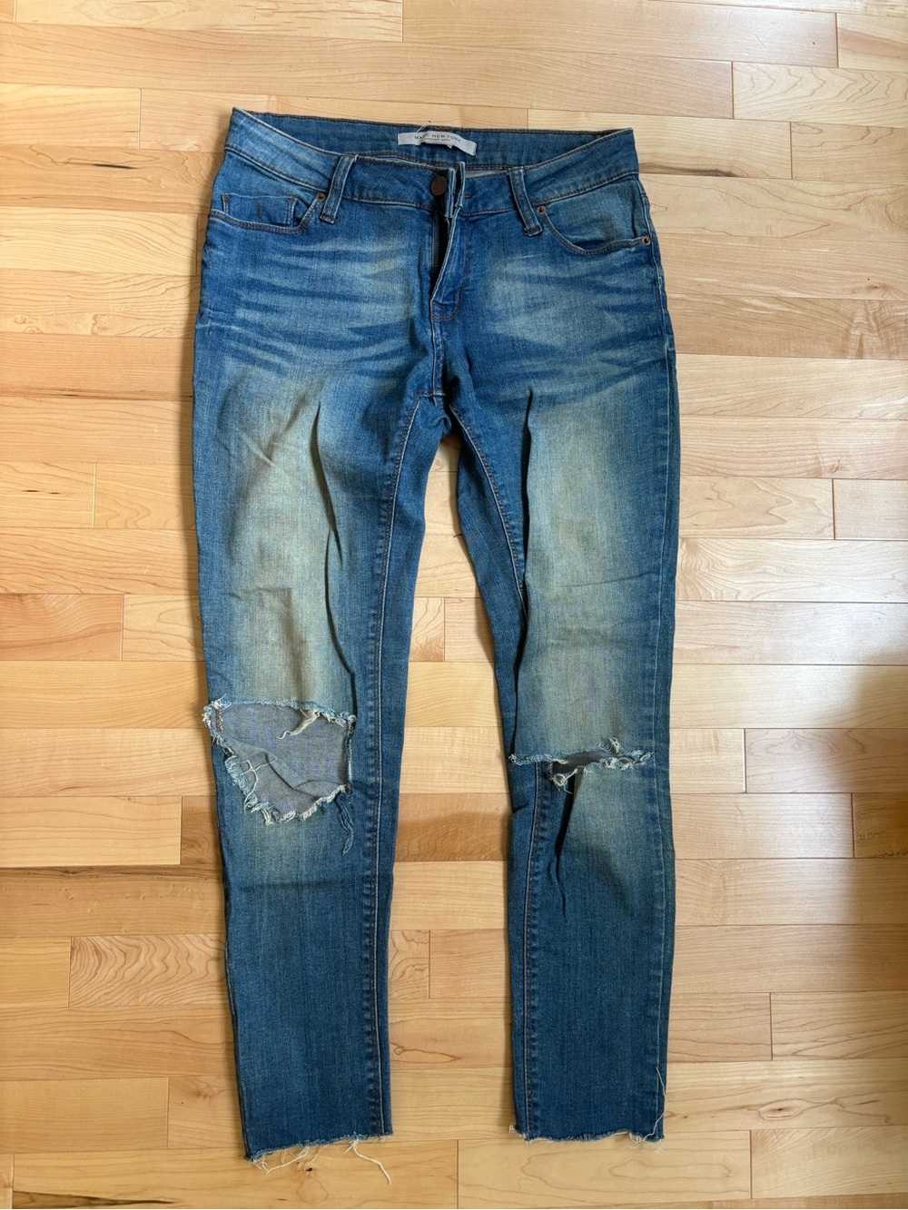 Marc New York Women's Ripped Skinny Jeans in Blue Wash